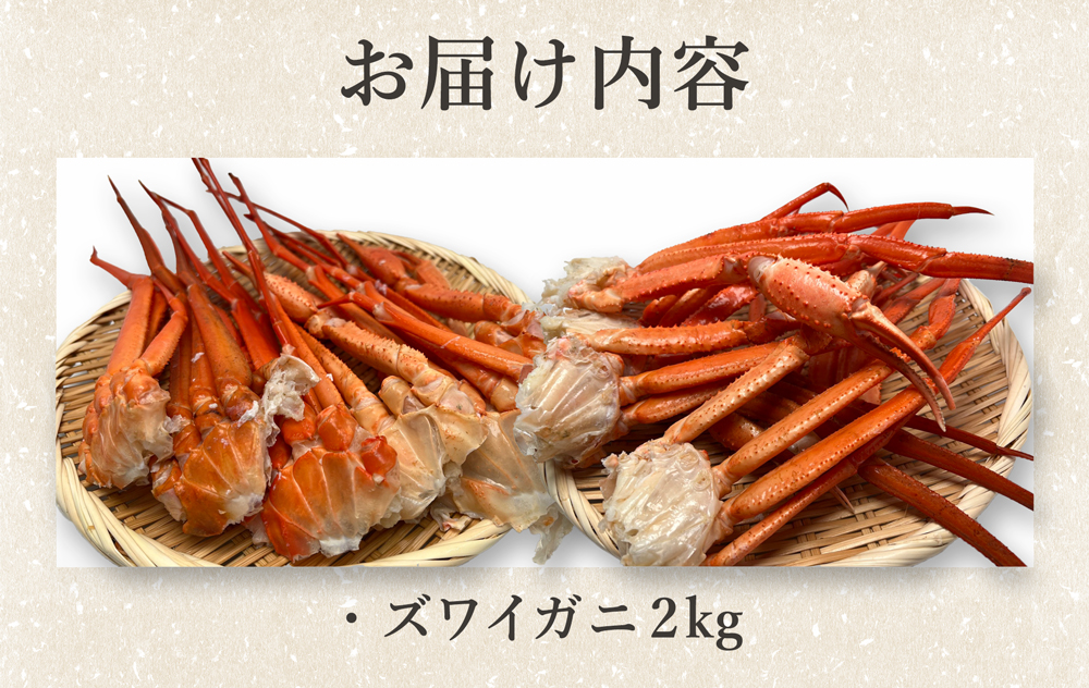 選りすぐりセット》【送料無料】訳あり 不揃い ズワイガニ 2kg 超特価 （シェフズマルシェ） カニ鍋などに かに カニ ズワイガニ  日本まるごと新鮮市場